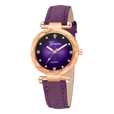 

RM New Fashion Geneva Women Leather Band Stainless Steel Quartz Analog Wrist Watch