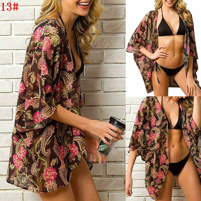 

Women Chiffon Beach Bathing Suit Cardigan Bikini Swimwear Cover Up Kimono Dress