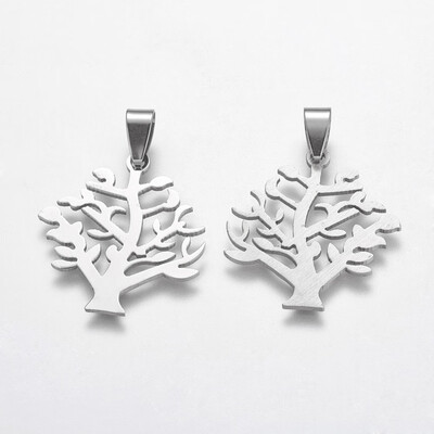 

Stainless Steel Tree Pendants 30x27x1mm Hole 7x4mm