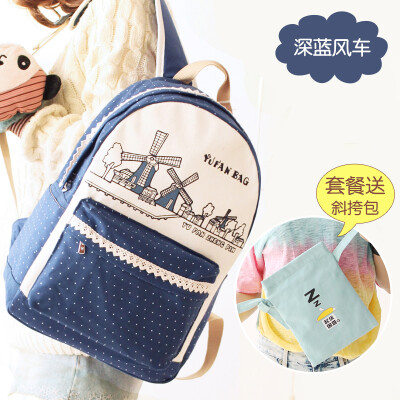 

Canvas backpack Korean girls heart travel backpack cute Mori leisure high school students schoolbag female junior high school stud