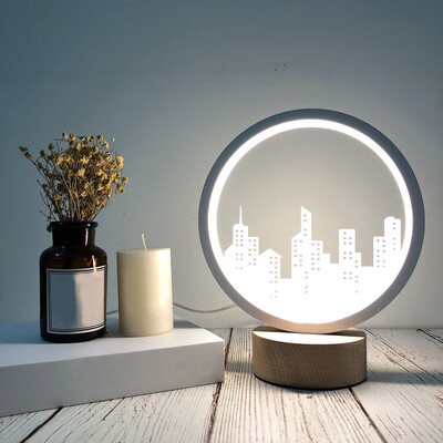 

Gobestart Creative Craft Decoration Wooden Lamp Led Light Night Light Table Lamp