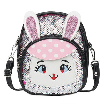 

Sequin Rabbit Shoulder Crossbody Bags Kids Girls Backpacks Leather Knapsack