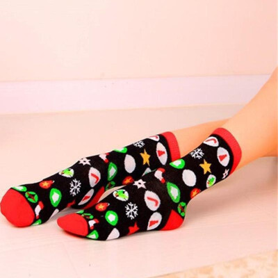 

Winter Women Christmas Socks Santa Claus Snowman Deer Print Gift Festive Cotton Socks Hosiery