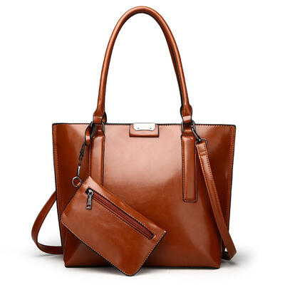

2pcsset Solid Color Shoulder Handbags Clutch Leather Women Crossbody Bags