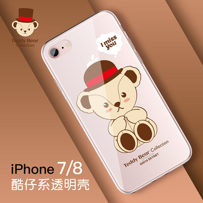 

Teddy Collection Apple xxs Mobile Shell iPhonexxs Cartoon Cover All Inclusive Transparent Silicone Anti-fall Soft Shell Navy Teddy