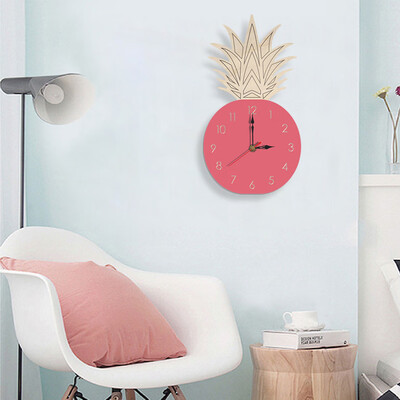 

Gobestart Nordic Style Fruit Wall Clock Silent Wooden Clock for Home Living Room