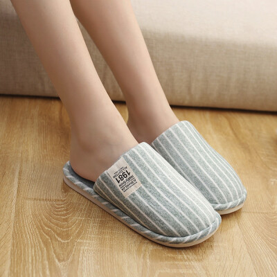 

Rose Womens Winter Stripe Indoor Slippers Home Anti-Slip Soft Warm Shoes