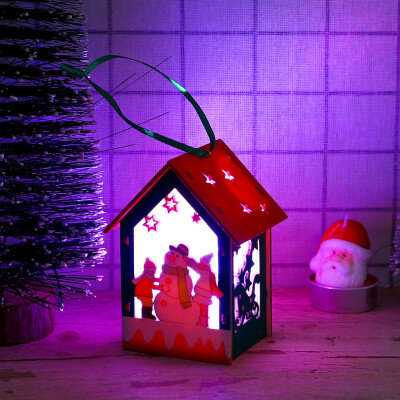 

〖Follure〗LED Light Wooden Dolls House Villa Christmas Ornaments Xmas Tree Hanging Decor