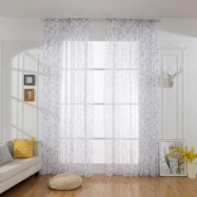 

Simple Leaves Print Blackout Curtains Living Bedroom Window Drapes Curtain