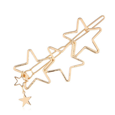 

Trendy Hair Clip Accessories Hollow Five Point Stars Hairpin Geometric Star Pendant for Women Gold Hair Clip Folder Accessories