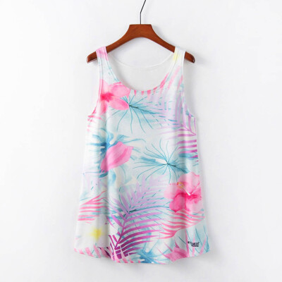 

Nomeni Women Printed Sleeveless long Section Of the Large Shirt Tide T Top Vest