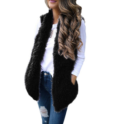 

Toponeto Ladies Women Sexy Lady Faux Fur Solid Casual Sleeveless Warm Vest Waistcoat