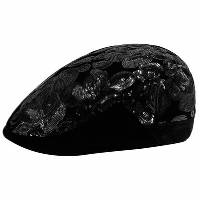 

Tailored Women Sequined Stitching Shining Outdoor Thick Plaid Warm Hat Cap Berets