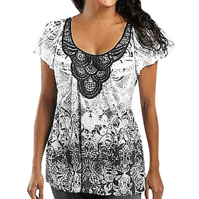 

Starmoon Women Ladies Summer Short Sleeve Printing Casual Tops T-Shirt Loose Top Blouse