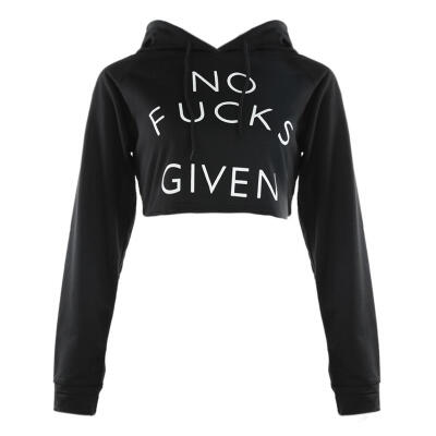 

Sexy Women Fashion Letters Print Crop Tops Hoodies Long Sleeve Clothes