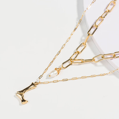 

Change Letter Big Alphabet Name A-Z Initial Pendant Necklace Women Gold Color Natural Pearl Stone Chain 2019 Fashion Long