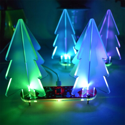 

Gobestart DIY Full Color Changing LED Acrylic 3D Christmas Tree Electronic Learning Kit