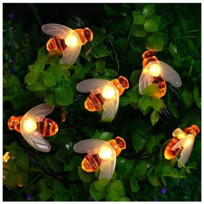 

Solar String 20 LED Lights Honey Bee Shape Solar Powered Garden Yard Decoration