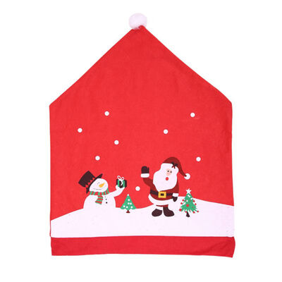 

Cute Christmas Hat Like Chair Cover Non Woven Dinner Party Decorative Chair Covers Xmas Home Decoration Supplies