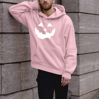 

Toponeto Mens Fashion Winter Solid Printed Long-sleeved Hooded SweatShirt Halloween Tops