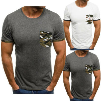 

Fashion Mens Casual Fit Short Sleeve Slim Muscle Bodybuilding T-shirt Tee Tops