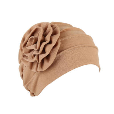 

Floral Muslim Hijab Cap Solid Color Stretch Chemo Turban Hat Women\s Head Scarf