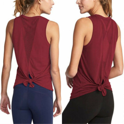 

Women Sports Running Fitness Exercise Jogging Gym Yoga Vest Tank Top T-Shirt