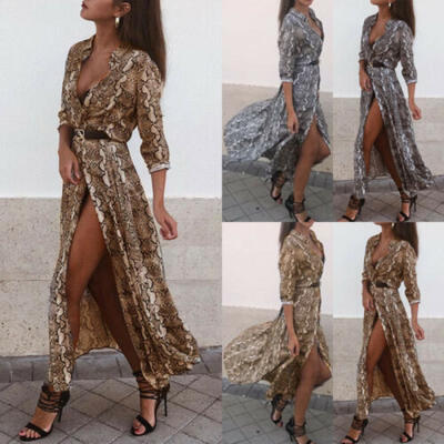 

Women Snakeskin Long Kimono Dress Evening cocktail Cardigan Beach Cover Up Top