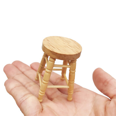 

〖Follure〗112 Mini Dollhouse Furniture Miniature High Stool Wooden Color Living Room Toy