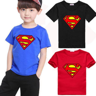 

2-7Year Kids Baby Boys Superman T-Shirt Children Short Sleeve Tees Costume Tops