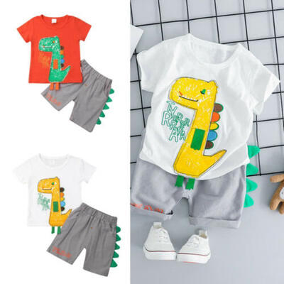 

US Fashion Cartoon Dinosaur Top Shorts Toddler Kids Baby Boy Outfit Clothes Set