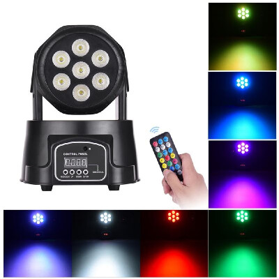 

Stage Light Mini Moving Head Light 7 LEDs 4 in 1 RGBW DMX512 914 Channels with Remote Control for KTV Club Bar Party DJ Show Band