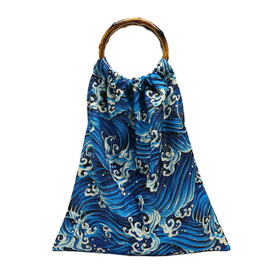 

2019 New National Floral Printing Cloth Women Tote Bag Bamboo Handle Handbag Lady Light canvas Shoulder Messenger Bag Bolso