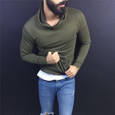

Mens Fashion High Collar shirt long sleeve men fashion T-shirt Pullover Tops