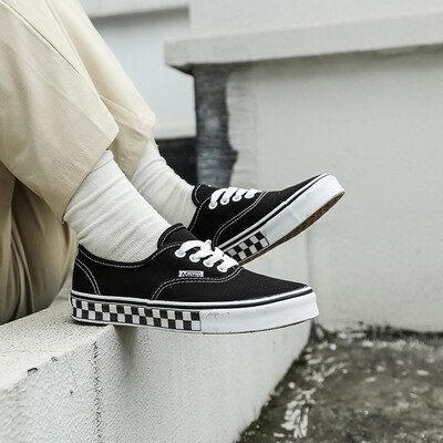 

Siyi Mistery ins super fire street clapper shoes 2019 new black&white lattice skateboard shoes lovers shoes