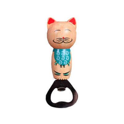 

Wood Cartoon Cat Shaped Stainless Steel Bottle Opener&Fridge Magnet For Home Kitchen Bar Restaurant KTV Party