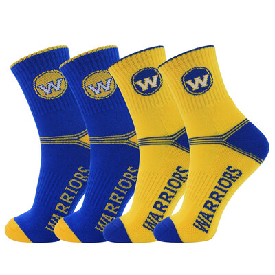 

NBA professional basketball socks mens tube sports terry bottom sweat buffering breathable running socks 2 pairs of warriors