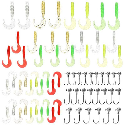 

33pcs Fishing Lures Kit Fishing Tackle Box with Jig Head Fishing Hook Soft Baits