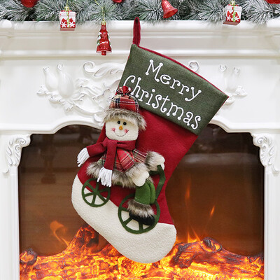 

〖Follure〗Candy Bag Christmas Gifts Tree Ornament Stocking Santa Claus Snowman Sock Decor