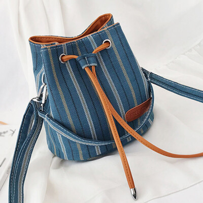 

Tailored Womens Fashion Bucket Bag Striped Shoulder Bag Wild Messenger Bag Casual