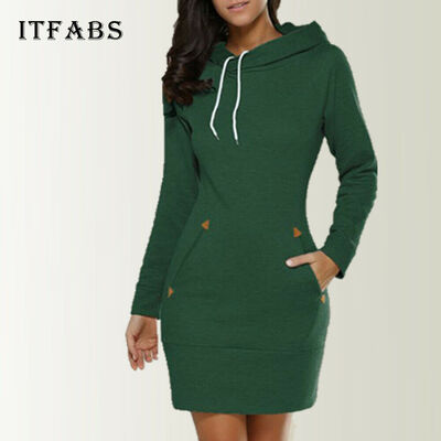 

Womens Sexy Hooded Long Sleeve Bodycon Hoodie Sweatshirt Jumper Dress Top