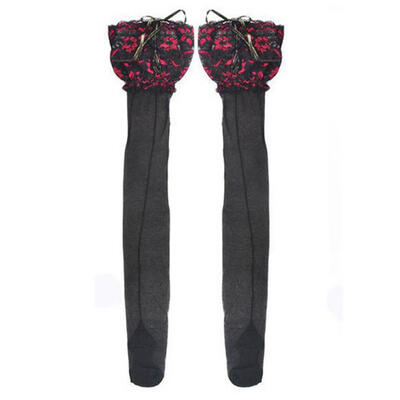 

Sexy Floral Lace Patchwork Lady Over the Knee Sheer Thigh High Elastic Stockings