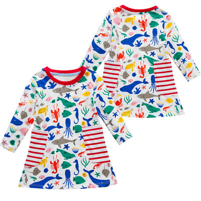 

Children Kids Girls Spring Autumn Casual Cartoon Long Sleeves Printed Dress