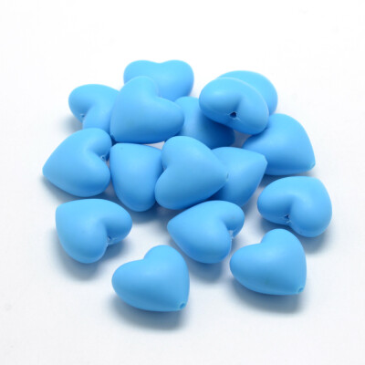 

Food Grade Environmental Silicone Beads Chewing Beads For Teethers DIY Nursing Necklaces Making Heart DeepSkyBlue 19x20x12mm