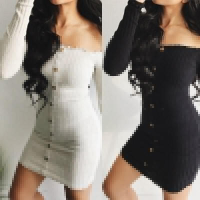 

Bodycon Bandage Evening Cocktail Party Dress Women Off the Shoulder Long Sleeve Sexy Dress Mini Dress