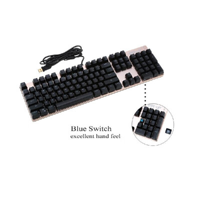 

104 Keys USB Wired Gaming Mechanical Keyboard Blue Switch Suspended Button Fully LED Backlit Anti-ghosting for Laptop Desktop