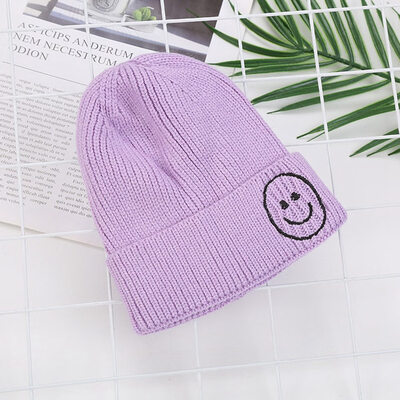

Childrens Wool Hats South Korea Autumn And Winter Candy Color Smile Cap Hat