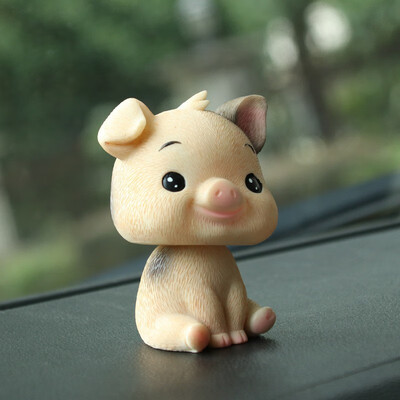 

Car Ornament Cute Resin Shake Head Pig Doll Lovely Automobiles Interior Dashboard Decoration Nodding Toys Auto Accessories Gift