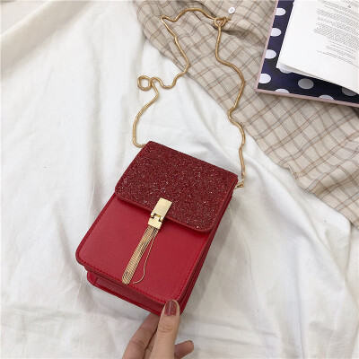 

Ins super fire sequins mobile phone bag female 2019 new Korean version of the wild single shoulder slung fashion small square bag