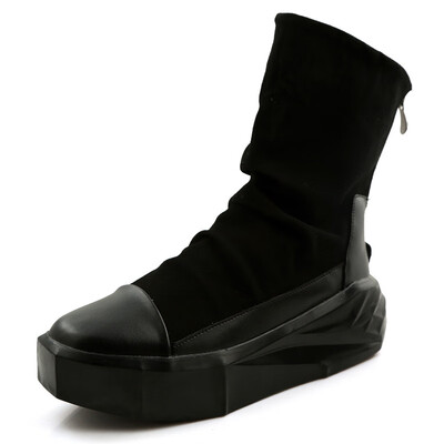 

High boots leather boots mens boots Martin boots high shoes round head tube tooling boots trend leisure
